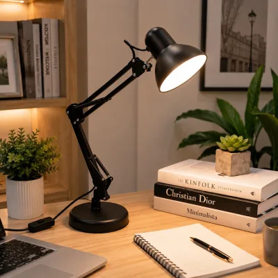 Lampe de Bureau Articulée Noire – Bras Réglable et Orientable | Top Déco Tunisie