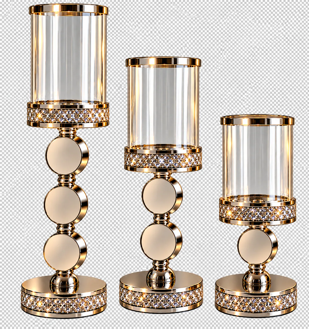 Set de 3 Bougeoirs Argentés avec Cylindre en Verre – Porte-Bougies Décoratifs Élégants