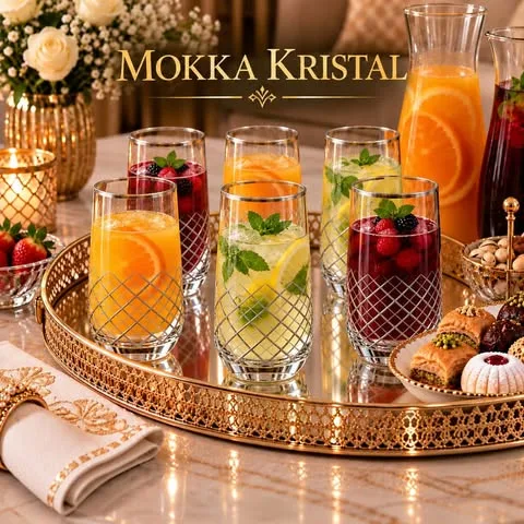 Service de 6 Verres à Jus Mokka Kristal – Verres Élégants à Motif