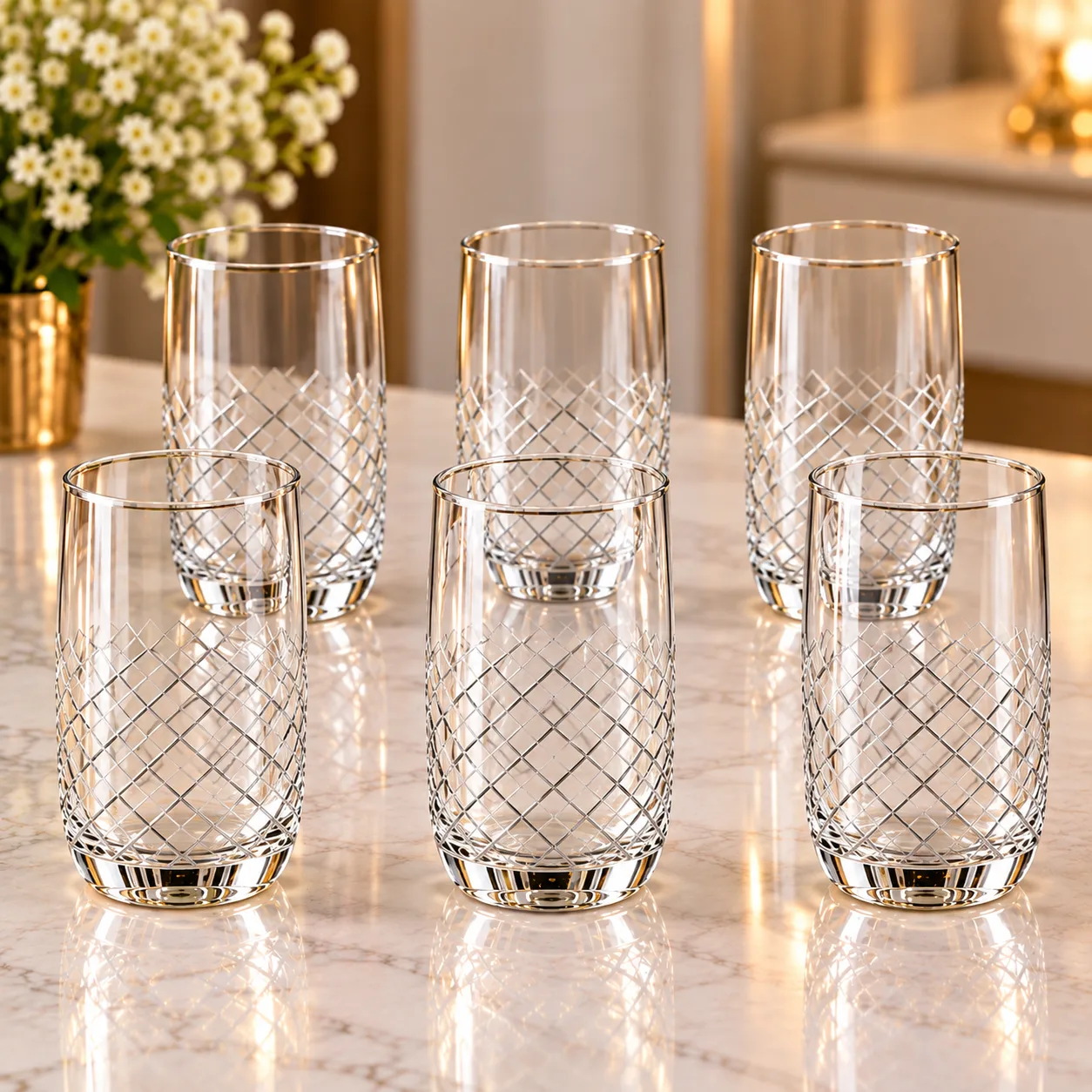 Service de 6 Verres à Jus Mokka Kristal – Verres Élégants à Motif