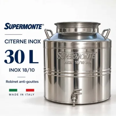 Citerne à Huile Supermonte 30L en Inox 18/10 avec Robinet Anti-Gouttes – Made in Italy | Top Déco Tunisie