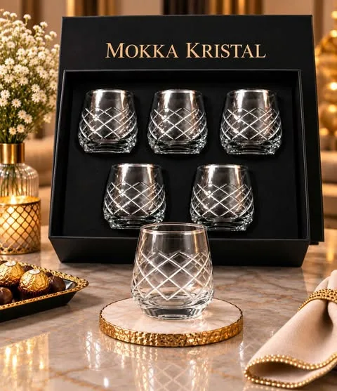 Set de 6 Coupes Mokka Kristal en Verre – Motif Argent Élégant