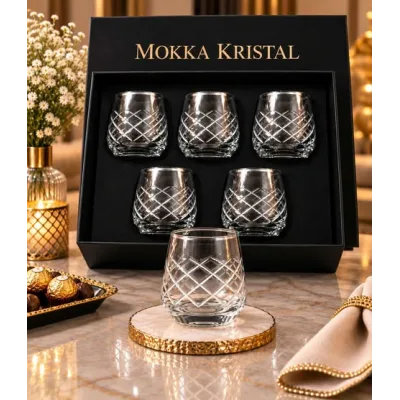 Set de 6 Coupes Mokka Kristal en Verre – Motif Argent Élégant | Top Déco Tunisie