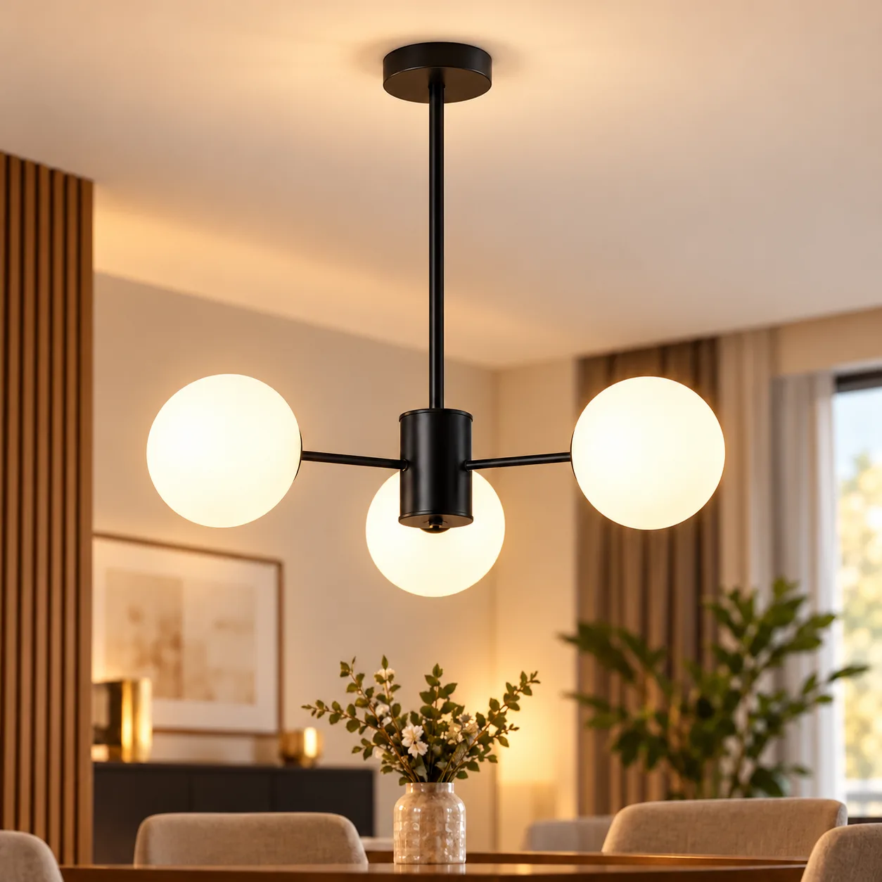 Suspension moderne 3 branches bronze