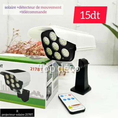 Projecteur LED Solaire Étanche détecteur de mouvement avec télécommande | Top Déco Tunisie