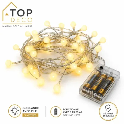 Guirlande Lumineuse LED 5M à Piles | Top Déco Tunisie