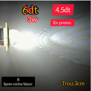 Spot Niche LED Sucette Blanc 3W | Top Déco Tunisie