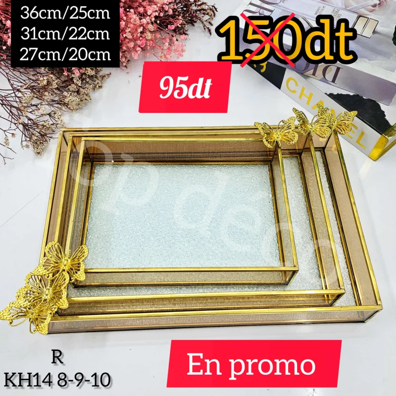 Set de 3 Plateaux en Verre Élégants – Design Chic et Moderne | Top Déco Tunisie