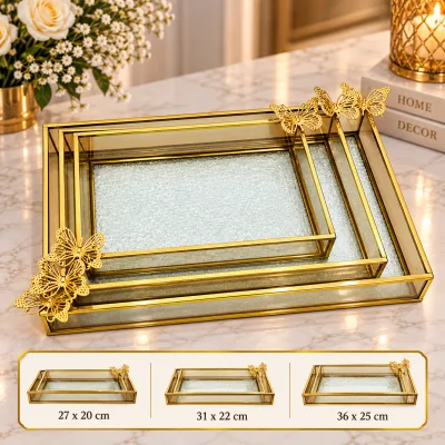 Set de 3 Plateaux en Verre Élégants – Design Chic et Moderne | Top Déco Tunisie