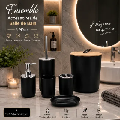 Accessoire salle de bain Noir | Top Déco Tunisie