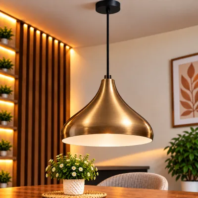 Lustre Suspendu en Métal Bronze – Forme Goutte 32 cm | Top Déco Tunisie