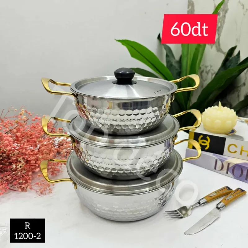 Set de 3 Marmites ARGENT | Top Déco Tunisie