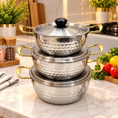 Set de 3 Marmites ARGENT | Top Déco Tunisie