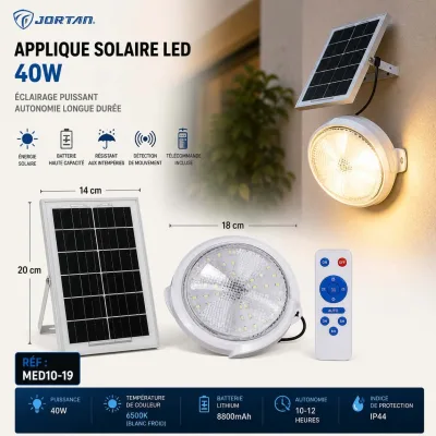 Plafonnier solaire LED Rond avec panneau solaire 40W | Top Déco Tunisie