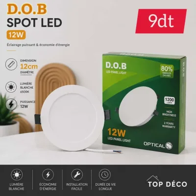 Spot LED DOB 12W Encastrable – 12CM | Top Déco Tunisie