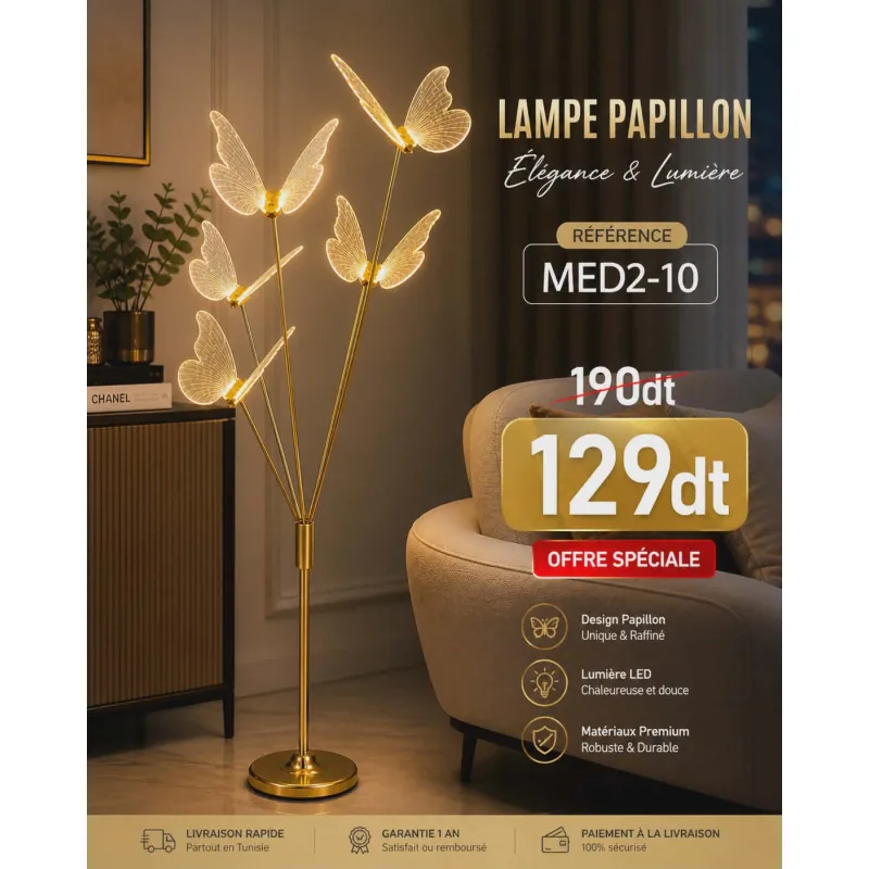 Lampadaire LED Papillon Design Élégant | Top Déco Tunisie