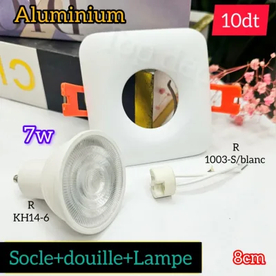 Spot Encastrable Aluminium Blanc avec Lampe LED 7W avec Douille 8CM | Top Déco Tunisie