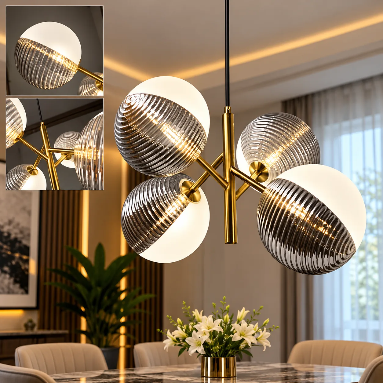 Plafonnier LED 45cm Gris & Blanc