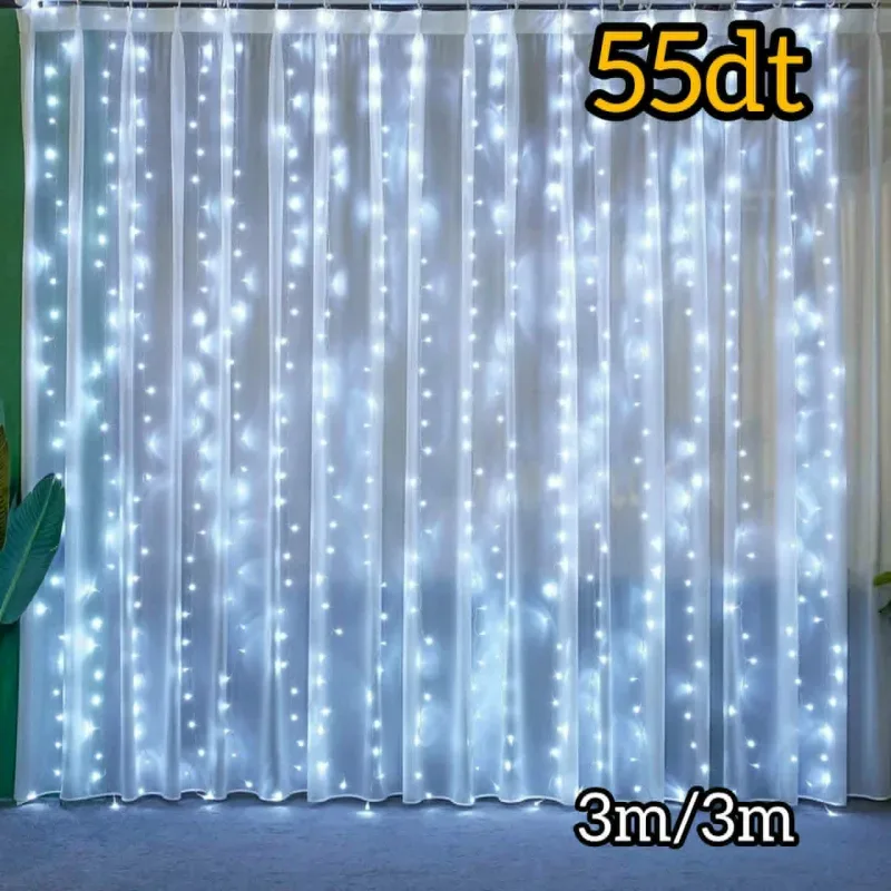 Rideau de Guirlande Lumineuse LED 3 x 3 m Blanc | Top Déco Tunisie