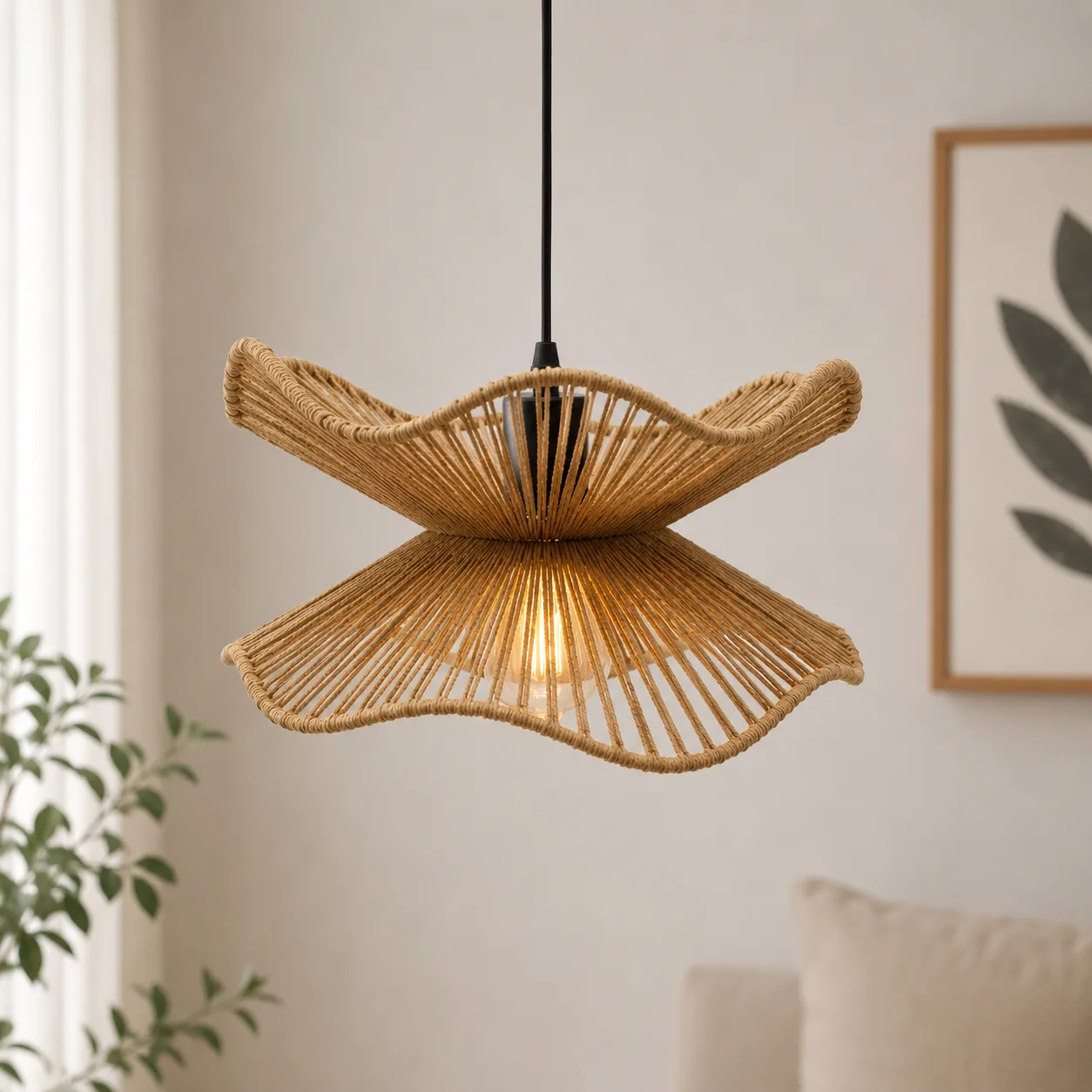 Lustre Suspendu en Corde Naturelle 30cm