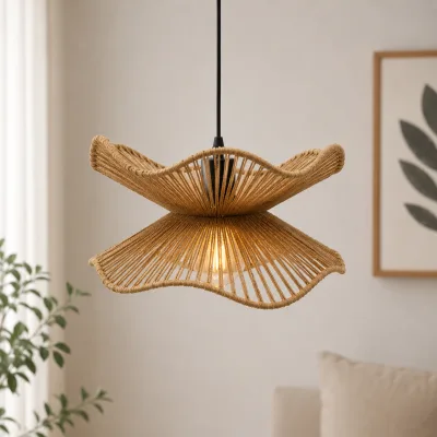 Lustre Suspendu en Corde Naturelle 30cm | Top Déco Tunisie