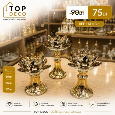 Porte-Bougie Élégance Dorée | Top Déco Tunisie