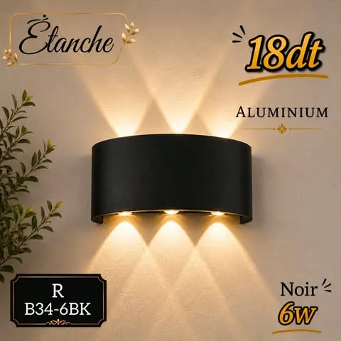 Applique Murale LED en Aluminium 3 Faisceaux Noir | Top Déco Tunisie