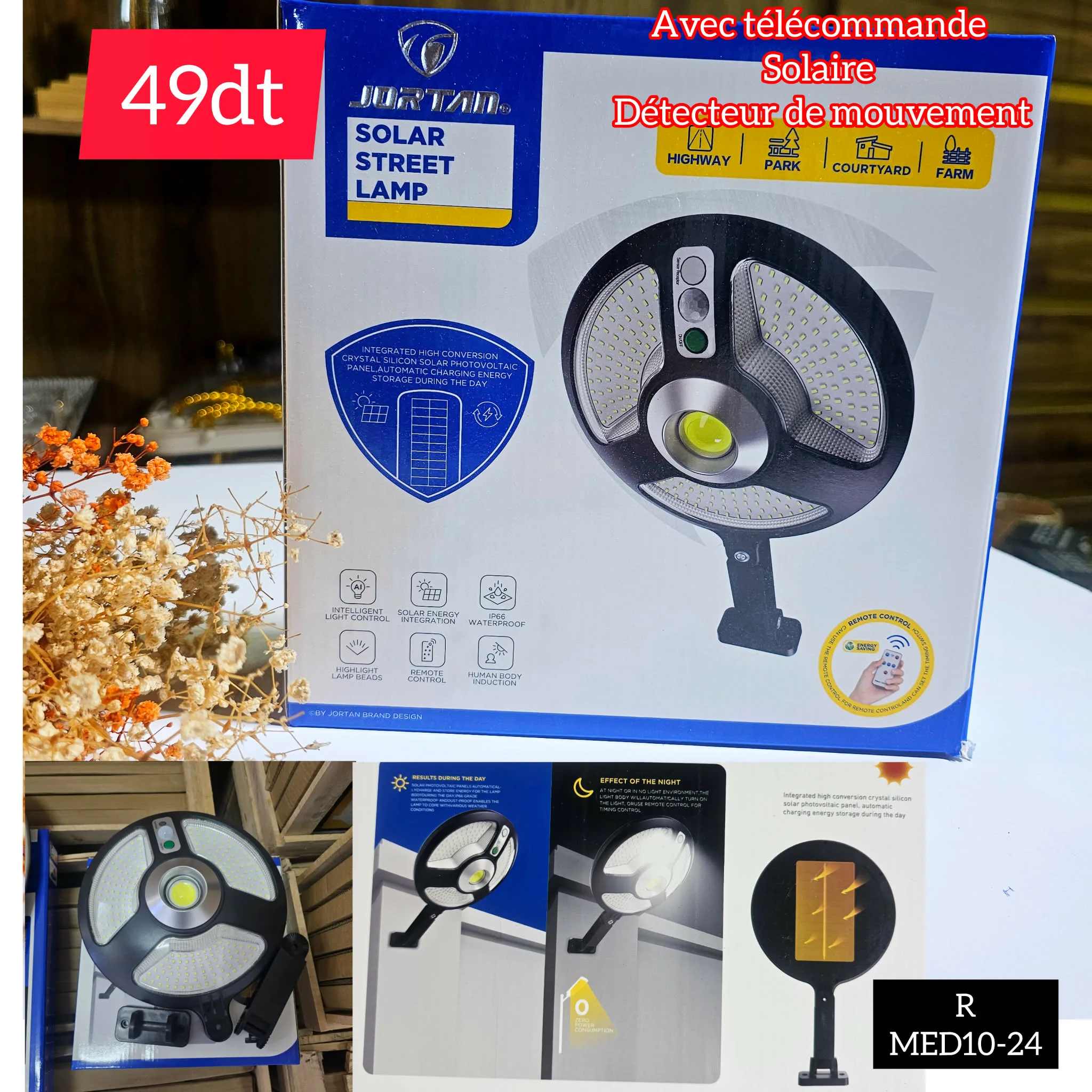 Projecteur Solaire LED JORTAN avec Détecteur de Mouvement | Top Déco Tunisie
