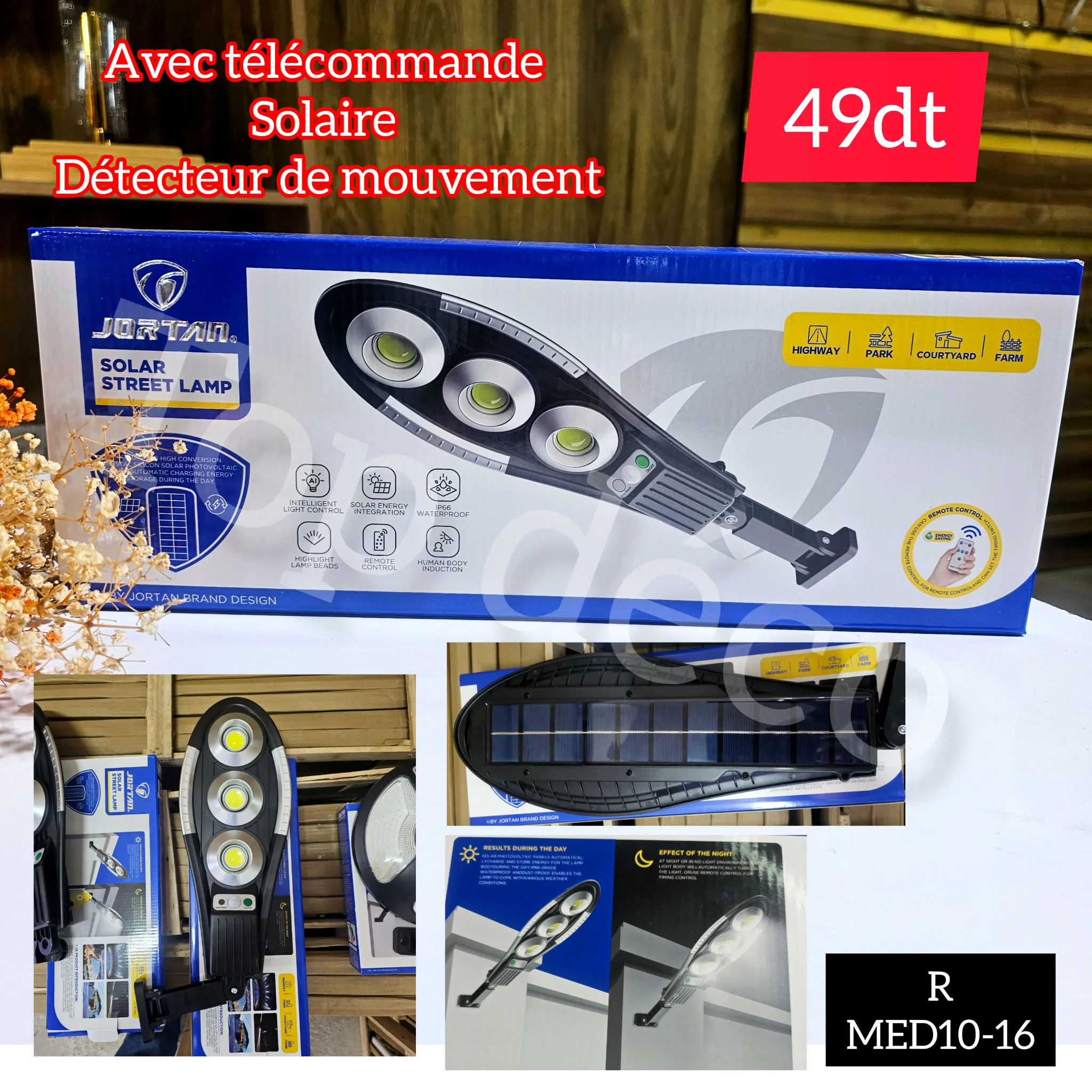 Projecteur Solaire LED JORTAN 150W avec Détecteur de Mouvement | Top Déco Tunisie