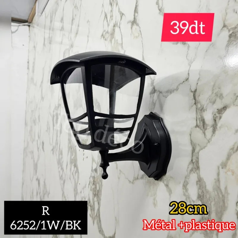 Applique Murale Extérieure Noire 28 cm – Style Moderne | Top Déco Tunisie