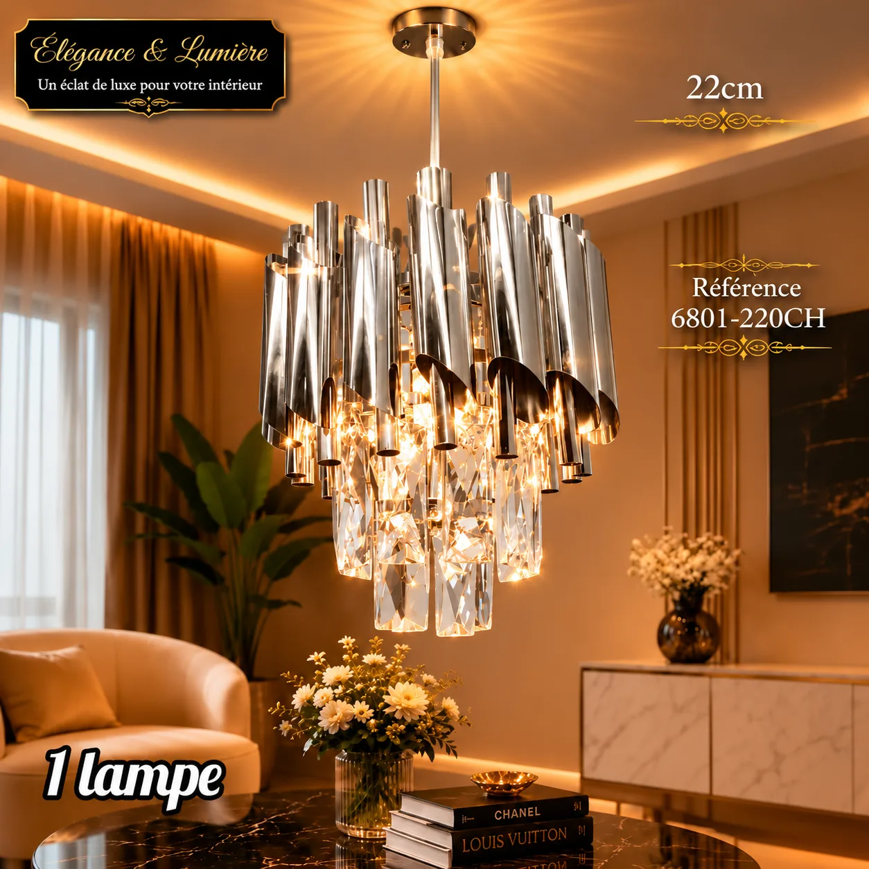 lustre 22 cm argent