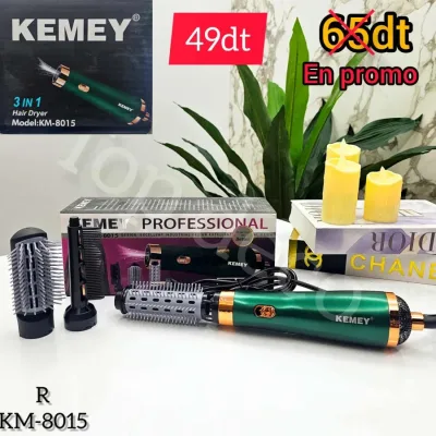 Brosse Séchoir 3 en 1 KEMEY – Sèche, Lisse et Coiffe Vos Cheveux | Top Déco Tunisie
