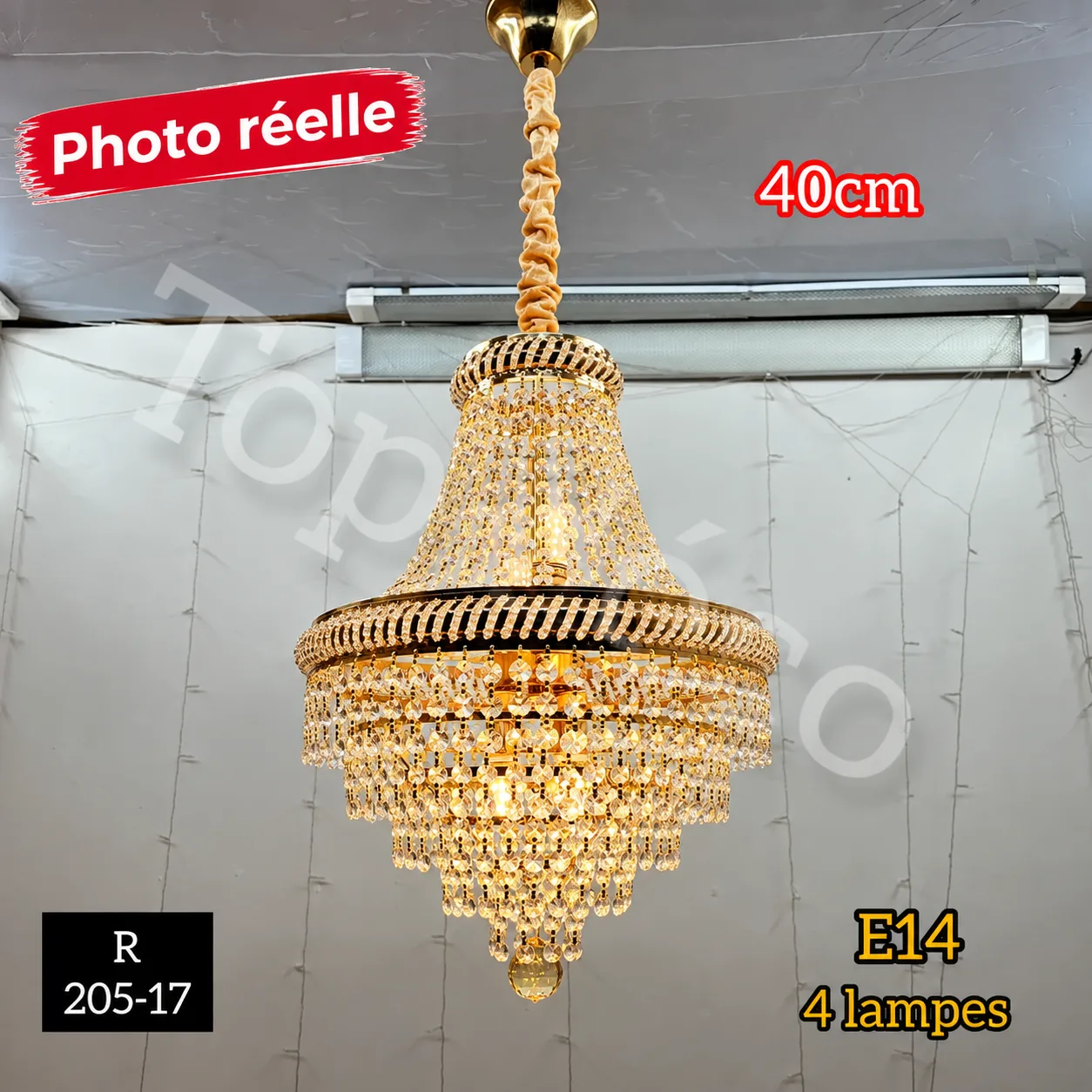 Lustre suspendu doré 40 cm – 6 lampes E14