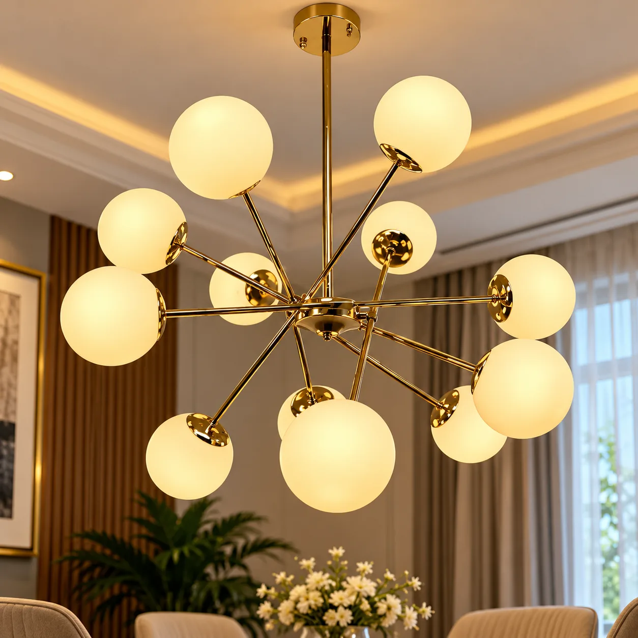 Lustre Moderne 12 Branches – Design Élégant et Raffiné