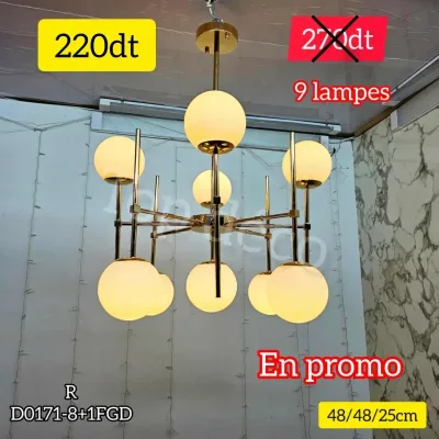 Lustre Moderne 9 Branches – Élégance et Lumière | Top Déco Tunisie