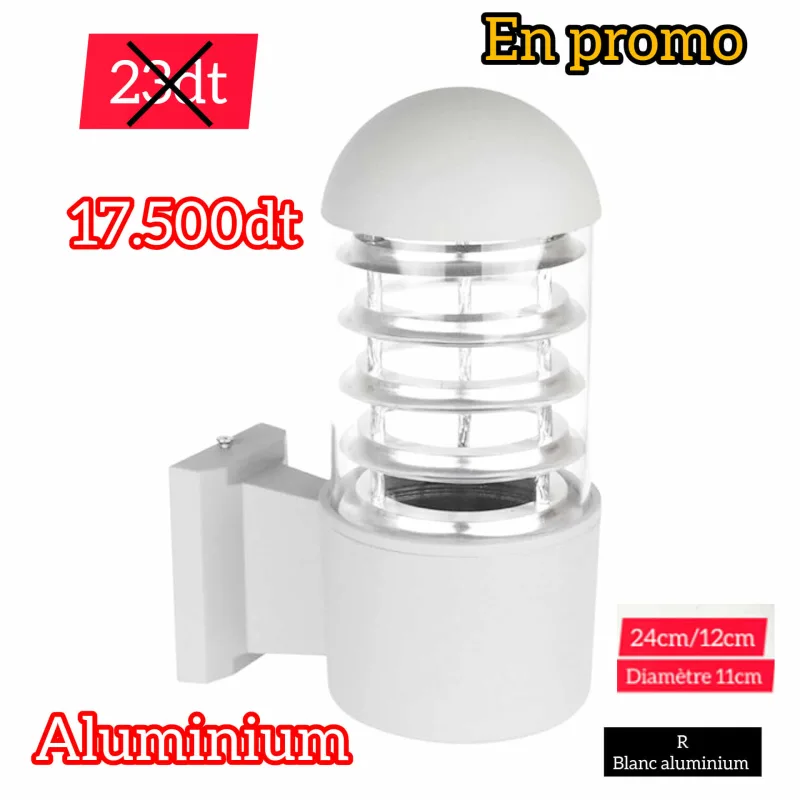 Applique murale extérieure en aluminium blanc – culot E27 | Top Déco Tunisie
