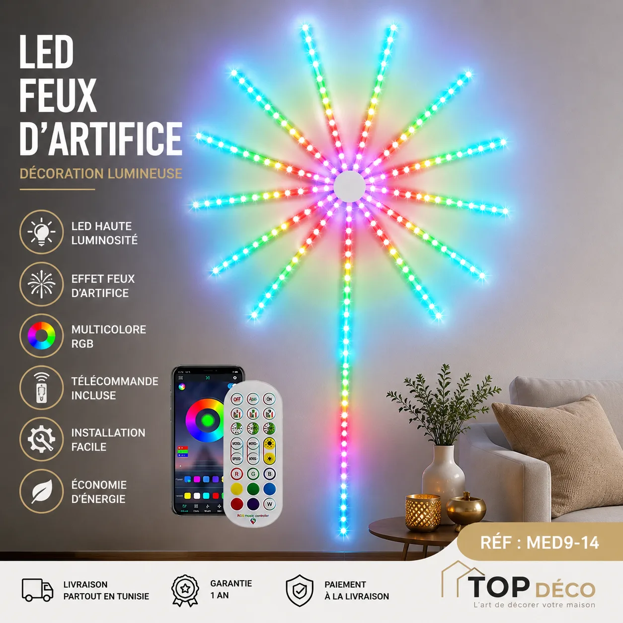 Led feux d'artifice RGB SMART