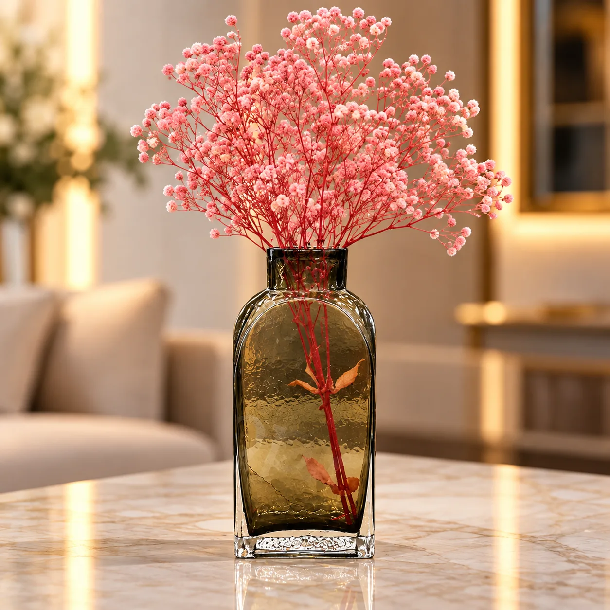Vase Décoratif en Verre Fumé Marron – Design Élégant 27 cm