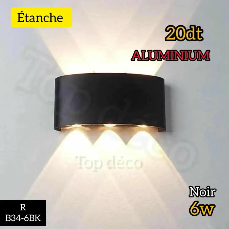 Applique Murale Aluminium 3 Faisceaux 6W Noir | Top Déco Tunisie