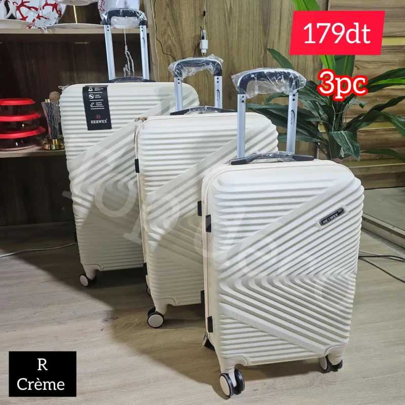Série Valise 3 Pièces Herwex créme | Top Déco Tunisie