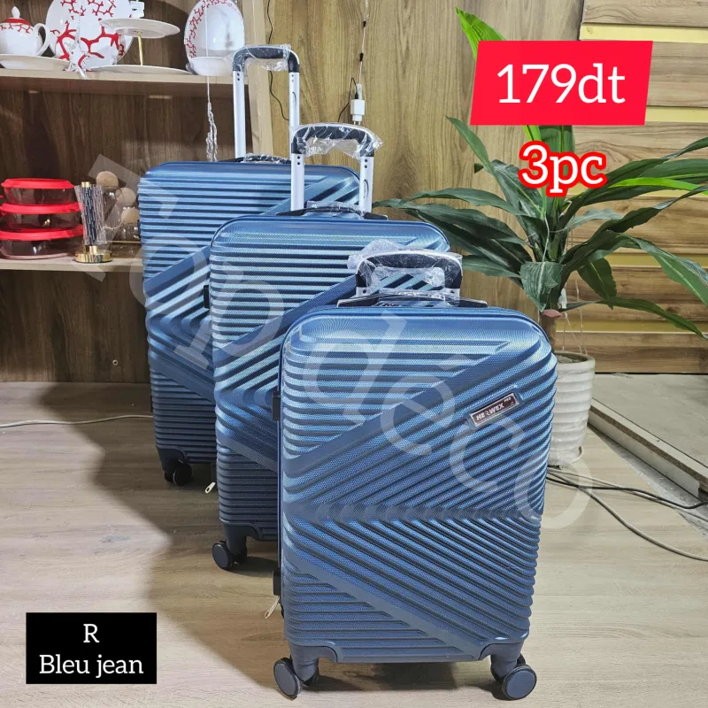 Série Valise 3 Pièces Herwex bleu jean | Top Déco Tunisie