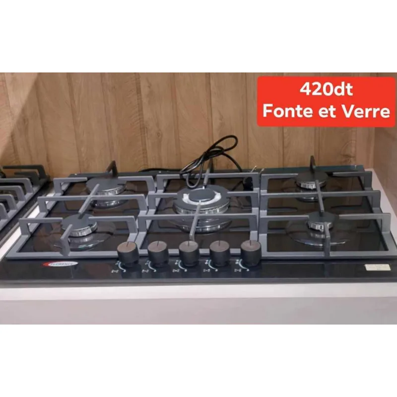 Plaque à Gaz 5 feux Fonte et verre | Top Déco Tunisie