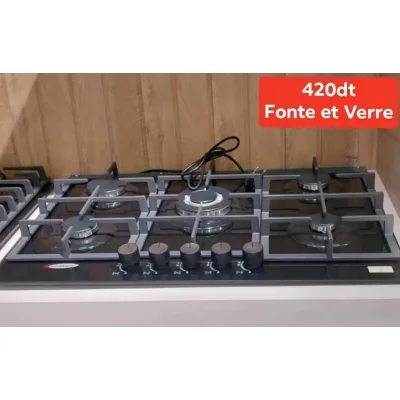 Plaque à Gaz 5 feux Fonte et verre | Top Déco Tunisie