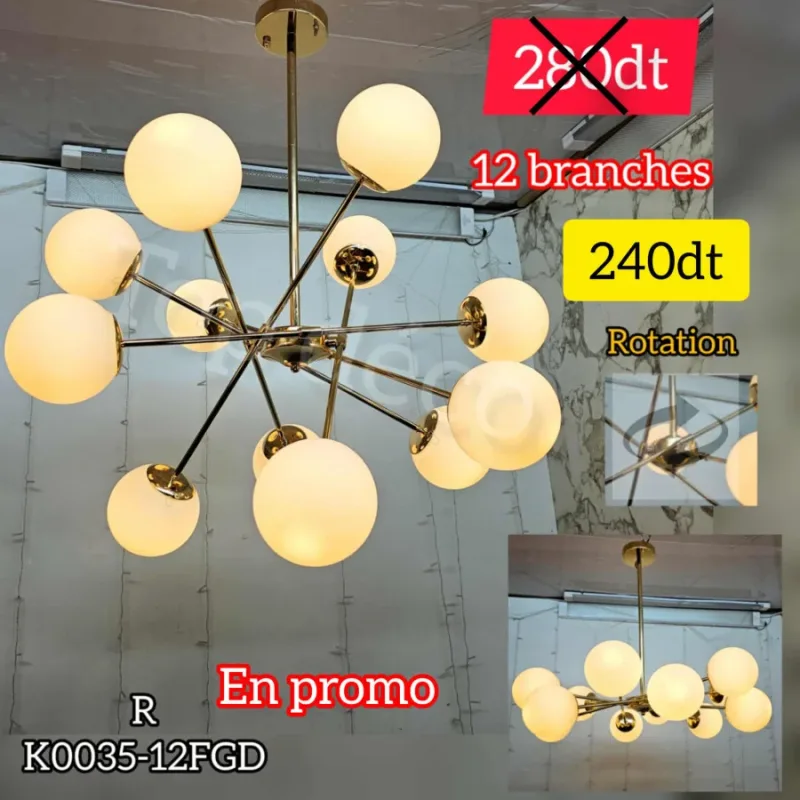 Lustre moderne 12 branches | Top Déco Tunisie