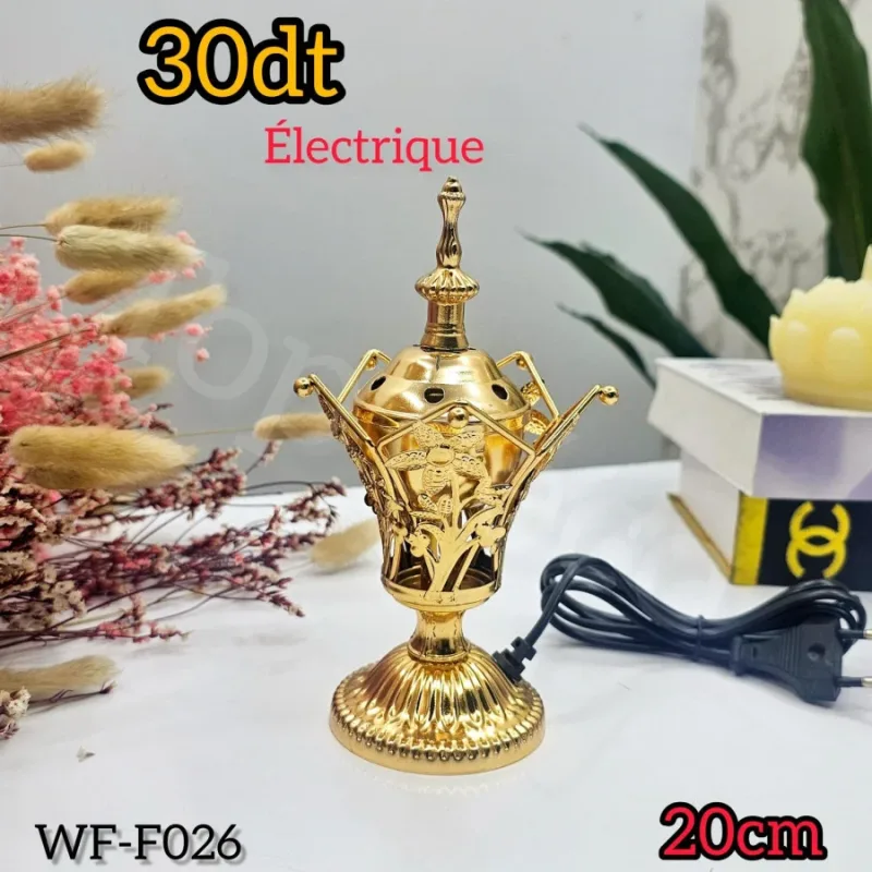 Encensoir  décoratif en verre et finition dorée – Design Cerf Luxe  WF-F026 | Top Déco Tunisie