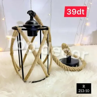 Lustre Noir en Corde Naturelle – Style Bohème et Authentique | Top Déco Tunisie