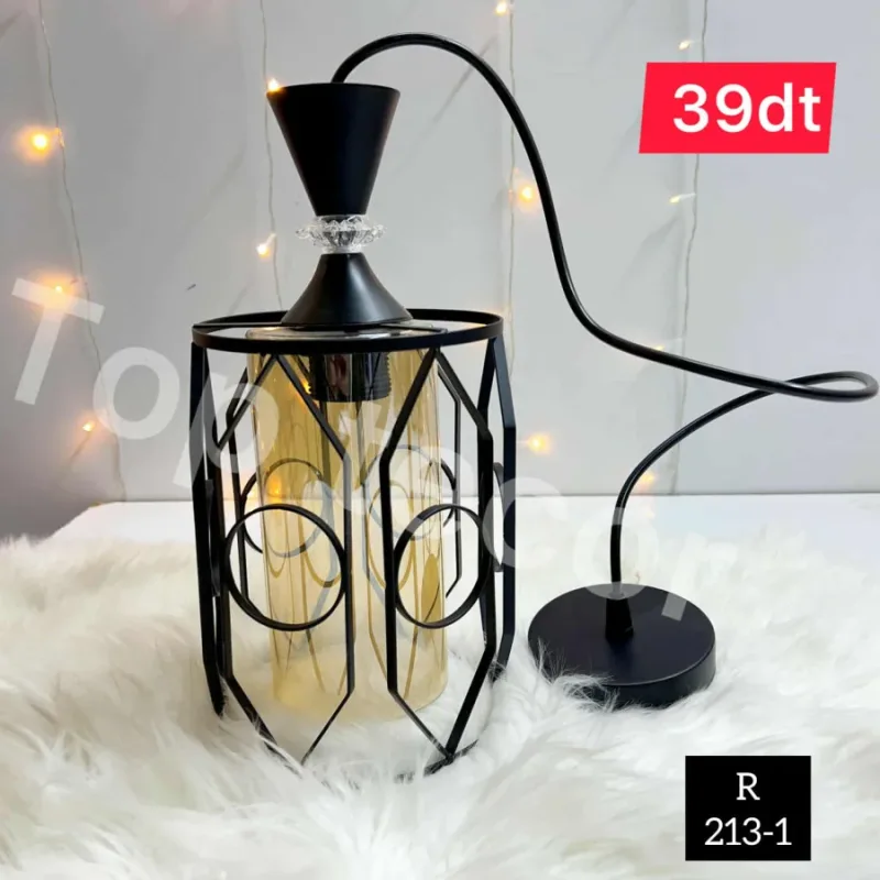 Lustre noir Élégant 1 Lampe – Métal et Verre - 213-1 | Top Déco Tunisie