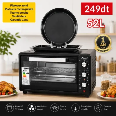 Four Électrique Florence 52 Litres Noir | Top Déco Tunisie
