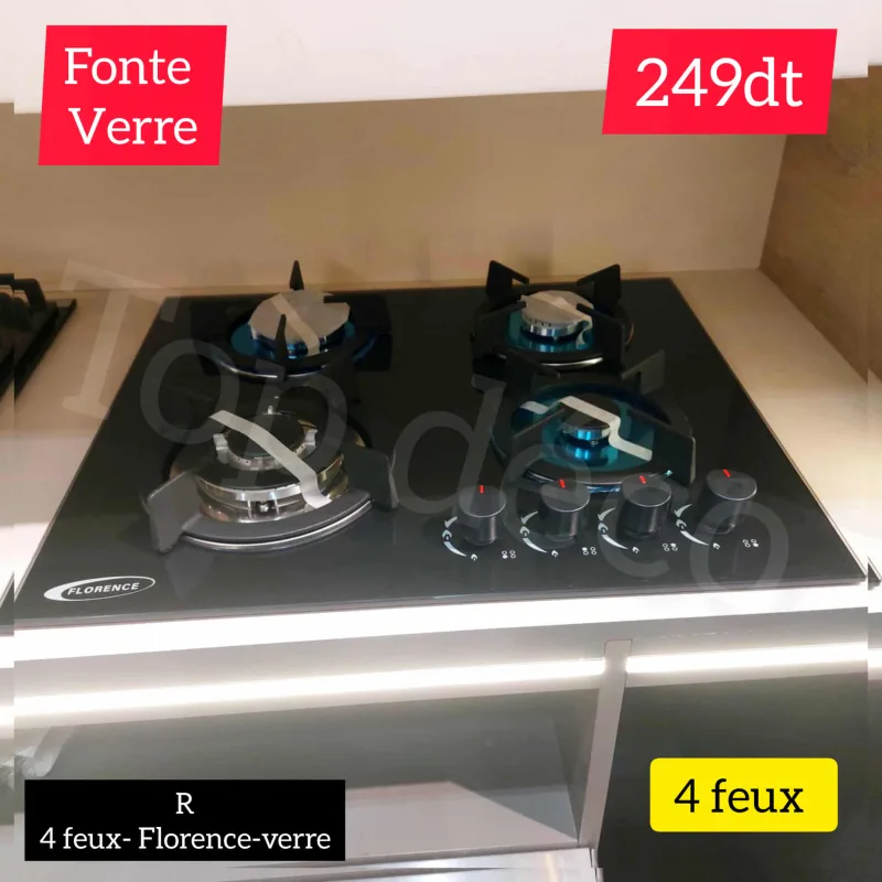 plaque de cuisson Florence en verre trempé – 4 feux | Top Déco Tunisie