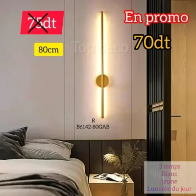 Applique Murale LED 80cm – Éclairage Moderne 3 Temps | Top Déco Tunisie